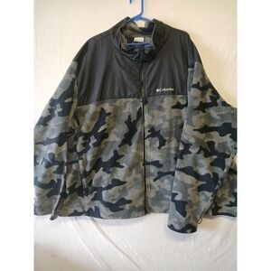 Columbia fleece full zip mens size 6XL plus size black camo outdoors gorpcore